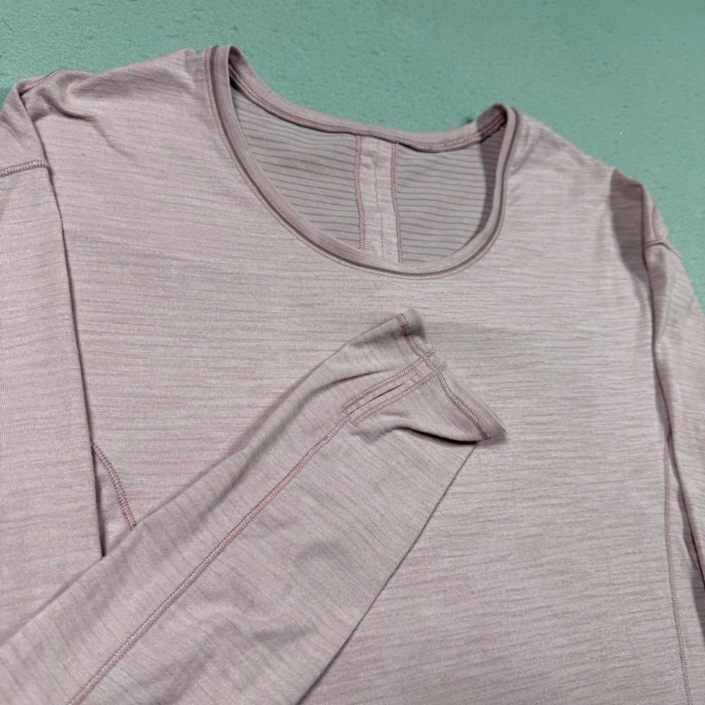 Lululemon Swiftly Tech Long Sleeve Shirt Pink Heathered‎ Thumbhole Athletic Top
